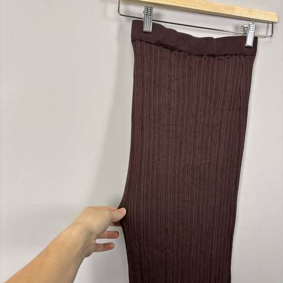 PRINCESS POLLY Ribbed Knit Maxi Skirt Brown S M - Picture 7 of 9